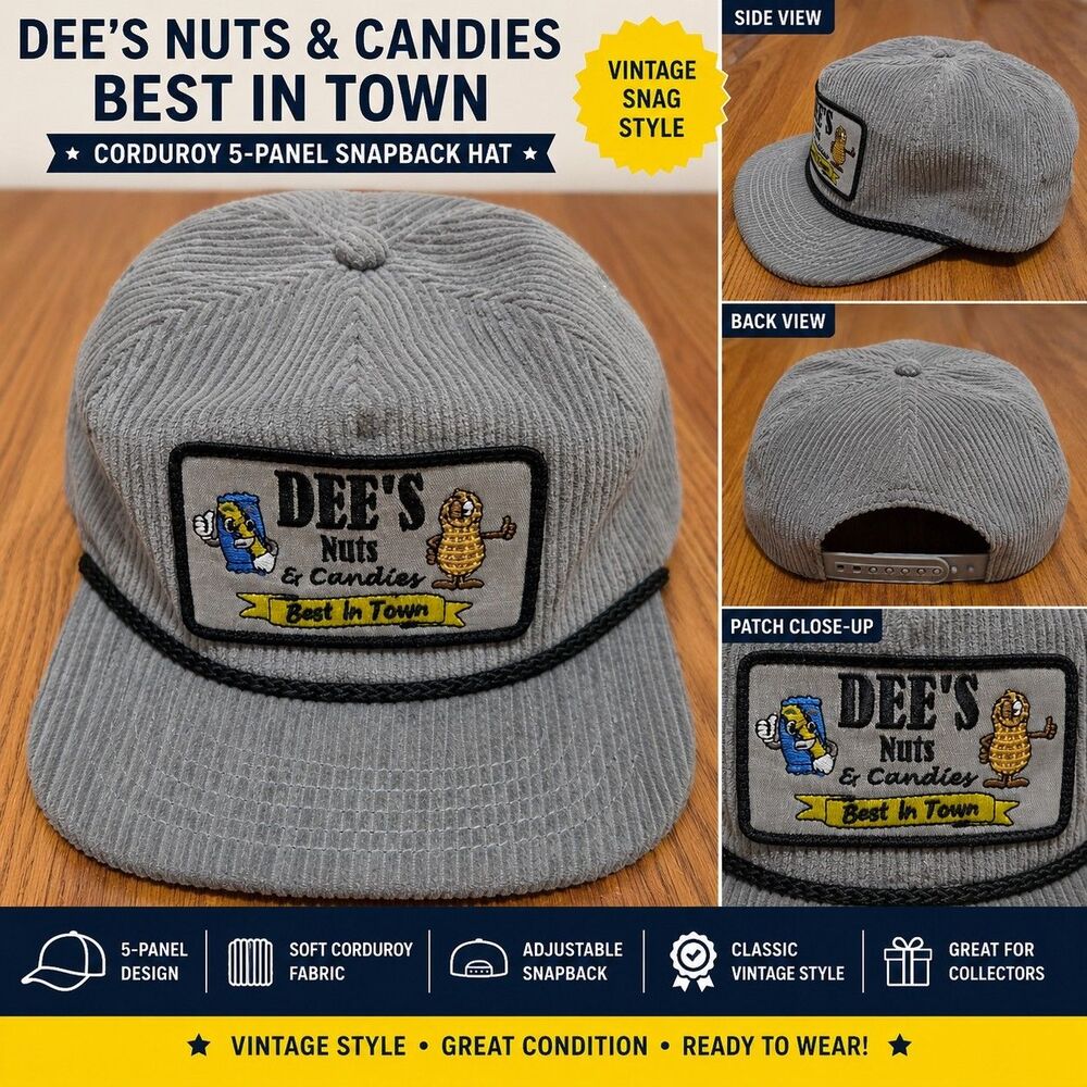 SNAG Dee's Nuts & Candies Best in Town Corduroy 5 Panel Snapback Hat Cap
